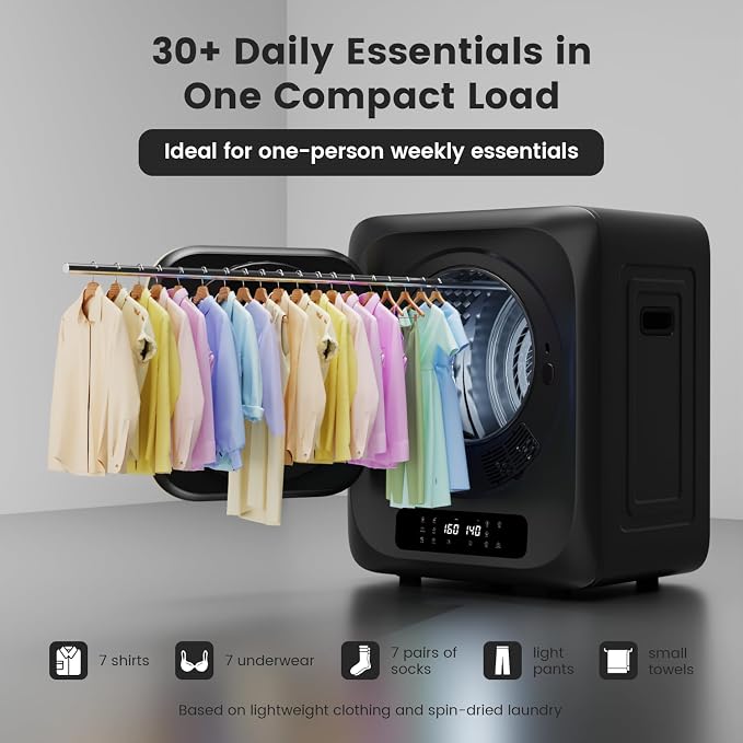 BANGSON 1.8 Cu.Ft portable dryers for laundry, 120V Vented Dryer
