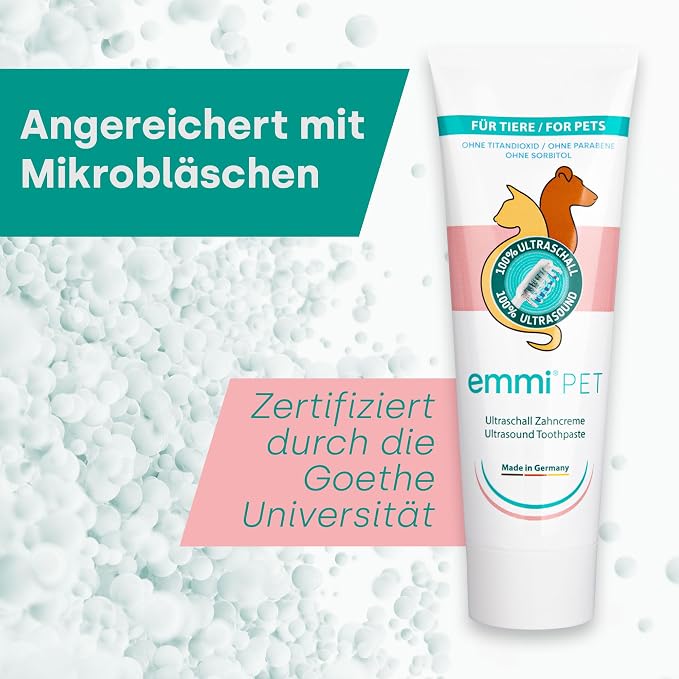 Emmi-pet Ultrasonic Toothpaste with Nano-Cleaning-Bubbles (New Extra Mild Formulation Suitable for All Pets)