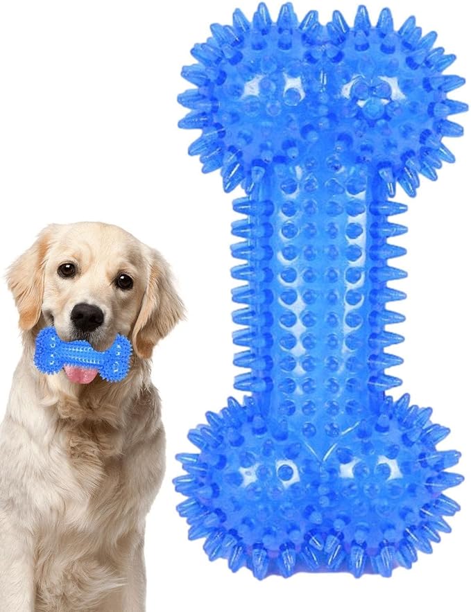 GILL&SONS Bone Toys Tug Dogs Toothbrush, Chewable Dogs Toy,Squeaky Interactive,Synthetic Rubber(Silicone) Non-Toxic,Durable for Dental Oral Care,Bones-hape Toothbrush & Toys for All Dogs Breeds.