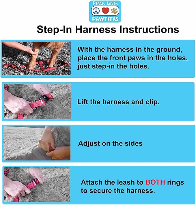 Pawtitas Multicolor Step-in Dog Harness – Adjustable No-Pull Vest for Puppies to Seniors, Safe & Comfortable XS Blue/Teal/Yellow
