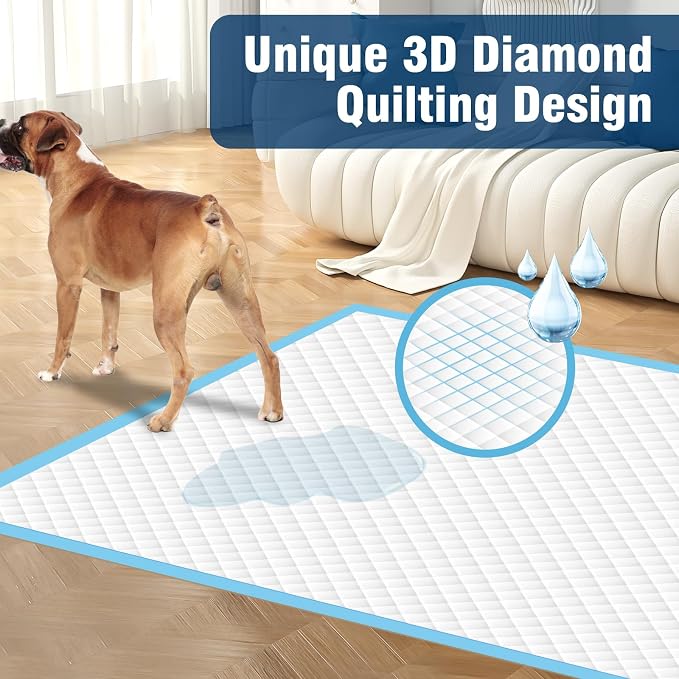 VJJ Puppy Pads XL 30"x35", 50 Count Pee Pads for Dogs Large for Doggie&Cats, Disposable Dog Pee Pads Extra Large, X-Large Potty Pads for Indoor, Outdoor Use