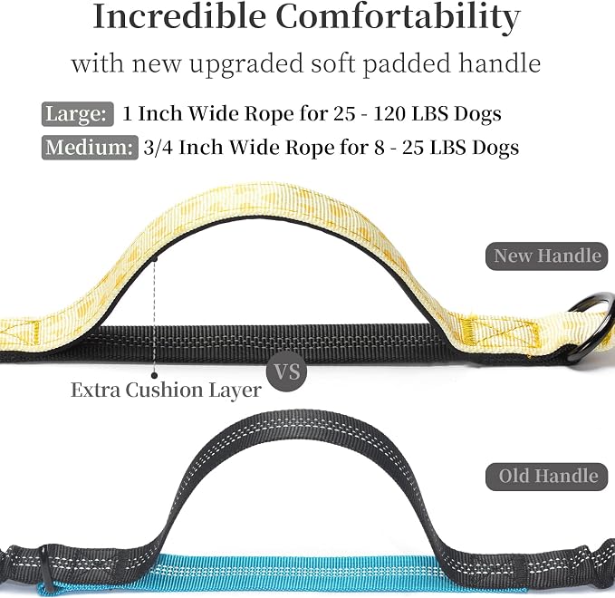 iYoShop Hands Free Dog Leash with Zipper Pouch, Yellow Heart, Large | Waist Leash, Dual Padded Handles, Shock-Absorbing Bungee, Adjustable Waist Belt, Walking and Running