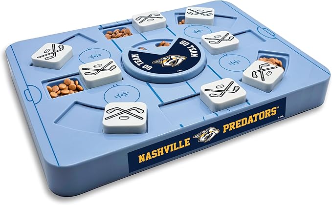 Pets First NHL Nashville Predators Large Puzzle Toy, New Size, Interactive Dog Treat & Slow Feeding Toy