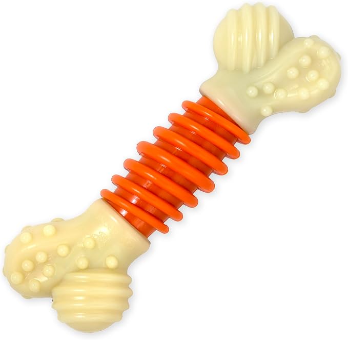 Nylabone PRO Action Dental Bone Power Chew Toy for Dogs, Dog Toys for Aggressive Chewers, Bacon Flavor, Medium - Up to 35 lbs, 1 Count