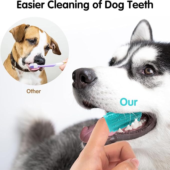Dog Tooth Brushing Kit, Dog Finger Toothbrush, Soft Silicone Dogs Finger Toothbrush for Small Breed Care for Home Use Teeth Cleaning & Hygiene