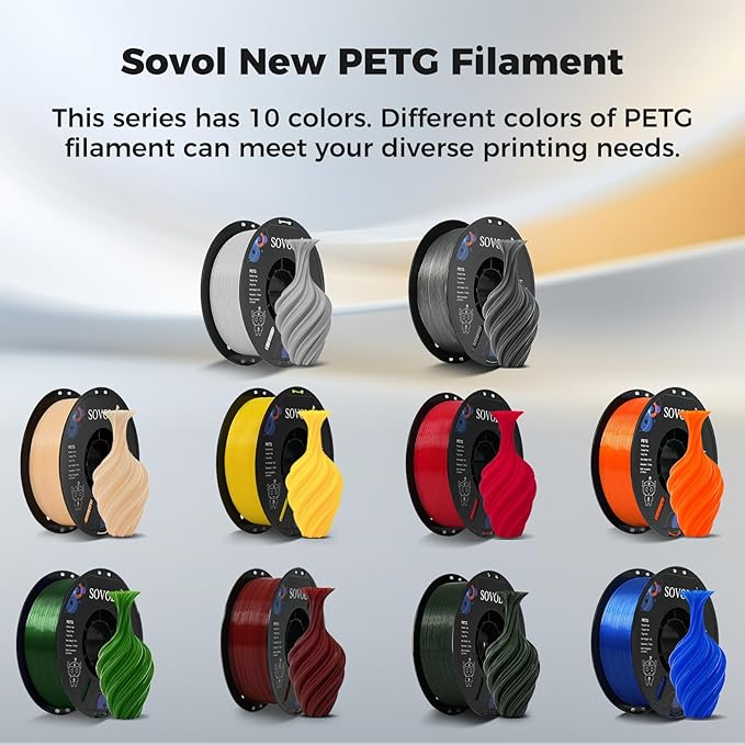 Sovol 3D Printer PETG Filament 1.75mm 1KG (2.2lbs), High Precision, Strong Toughness, Wiring Tightness, Dimensional Accuracy +/- 0.03 mm, 3D Printing PETG Filaments, Army Green