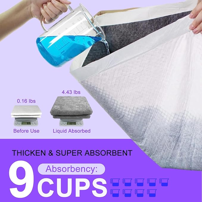 Boscute Lavender Scented Super Absorbent & Leak-Proof Puppy Pads, 36"x36" Odor Control Pet Training Dog Pee Pads, Thicken Quick Dry Pee Pads, Potty Training Pads for Dogs Cats (Lavender Scented)