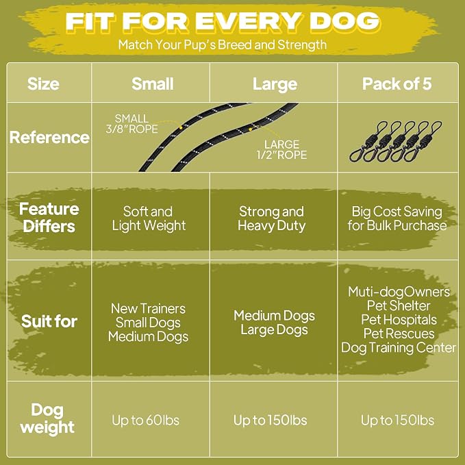 Fida Durable Slip Lead Dog Leash, 6 FT x 3/8" Heavy Duty Comfortable Strong Rope Slip Lead for Small Dogs and Puppies, No Pull Pet Training Lead with Highly Reflective(3/8", Black)
