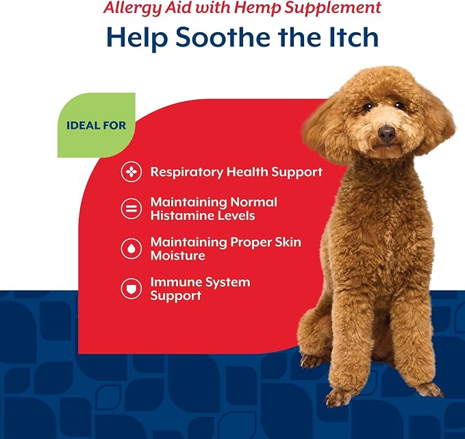NaturVet Hemp Allergy Aid Supplement for Dogs - 60 Soft Chews | Hemp Seed, Antioxidants, Omegas, Dha & Epa for Healthy Skin & Respiratory Health