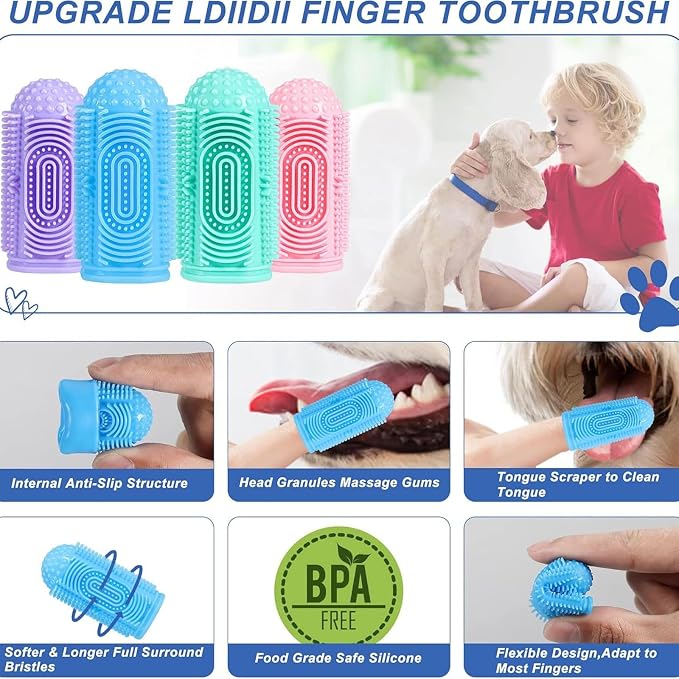 Dog Tooth Brushing Kit, Dog Finger Toothbrush, Soft Silicone Dogs Finger Toothbrush for Small Breed Care for Home Use Teeth Cleaning & Hygiene