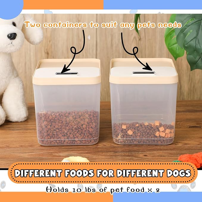 Teenyyou 2 Pack Airtight Dog Food Storage Container, 2-Pack, Up to 10 Lbs, Clear