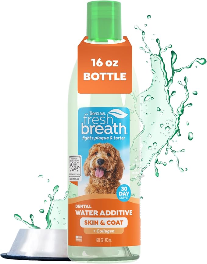 TropiClean Fresh Breath Water Additive for Skin Health Support, 16oz