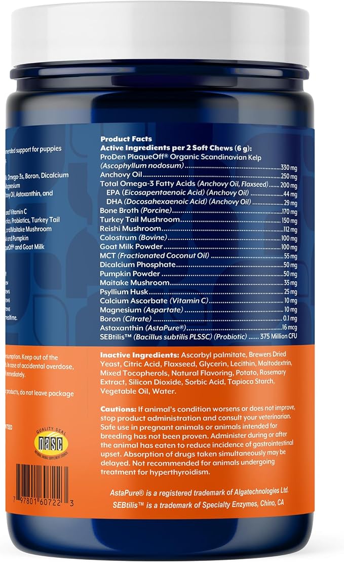 NaturVet All-in-One Puppy Daily Care, 6-in-1 Dog Support - 60 Count