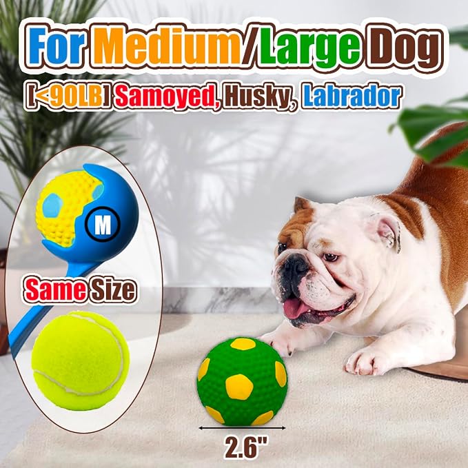 HOLYSTEED Squeaky Dog Toys for Medium Dogs, 2.6" Round Latex Soccer Balls | 2.6"x2.6"x2.4" Squeak Dog Ball 4pcs, Soft Bouncy Fetch Toys for Medium and Large Breeds Like Beagle, Samoyed, Husky, Labrador