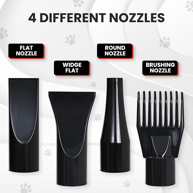 Dog Hair Dryer, High Velocity Blow Dryer & Pet Blower for Grooming, Black | Adjustable Speed & Temperature Settings, Powerful Force Dryer Motor, Dries Fast & Fluffs Out Undercoat, Doodles & Poodles