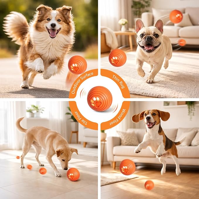Automatic Interactive Dog Toys Ball with 4 Play Modes for Small Medium Dogs | Vibrating Dog Ball with 4 Play Modes, Moving & Bouncing Ball for Dogs, Smart Self Rolling Dog Toy for Small Medium Dogs