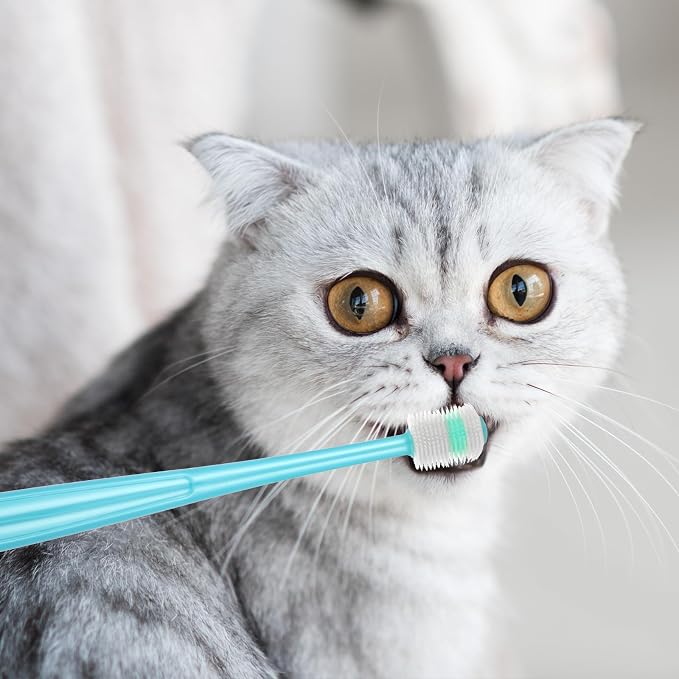 EupHHonycs 4 Pcs 360-Degree Small Dog and Cat Soft Toothbrush Pet Toothbrush for Small Dog and Cat Puppy
