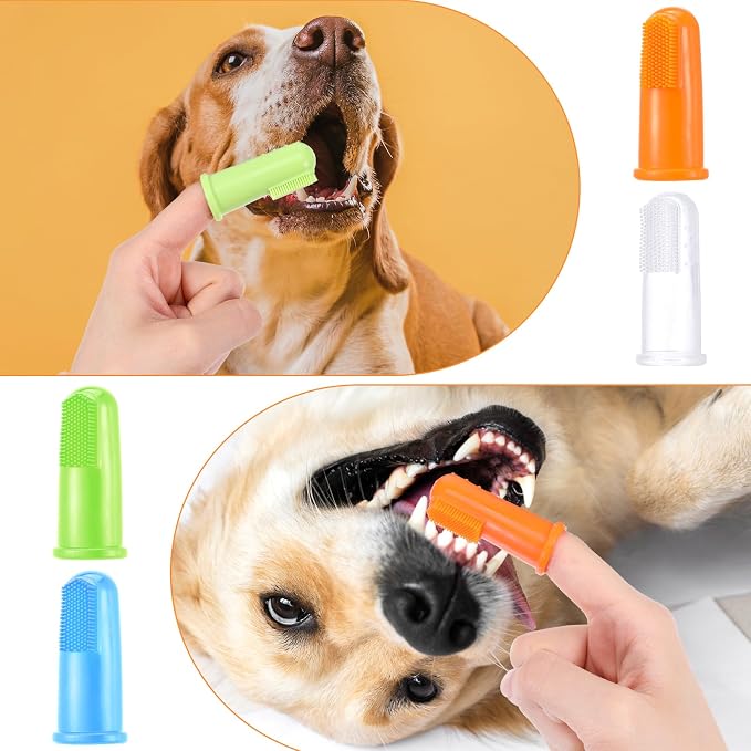 64 Packs Dog Toothbrush Soft Finger Brushes Pet Finger Easy Teeth Cleaning Dog Tooth Oral Care Pet Dental for Small Cats and Puppy