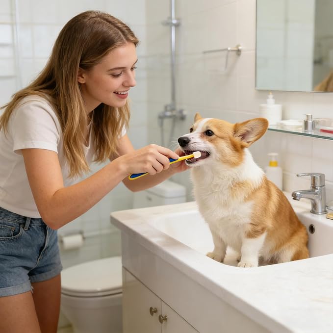 Toothbrush for Dogs | Dog Toothbrush - Teeth Grooming Tool for Hygiene Health Bad Breath Puppy Kitten Senior Small Large Breed Pet