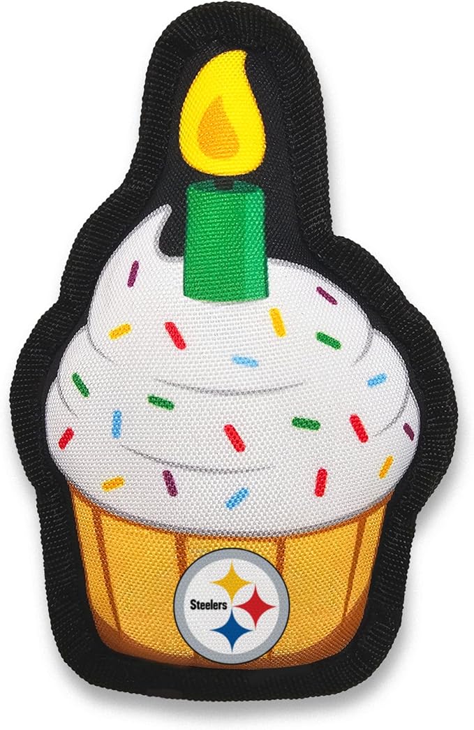 NFL Pittsburgh Steelers Dog Birthday Party Set 9pcs with 1 Football Bandana Small/Medium, 1 Banner, 1 Birthday Cake Toy & 6 B-Day Balloons, Dog Birthday Set, Costume, Fun Doggie Pawty Accesories
