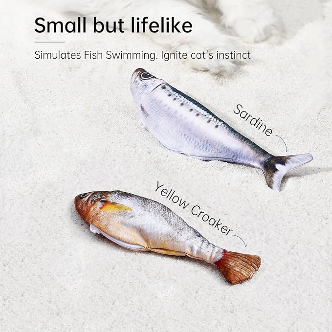 2 Pack Floppy Fish Cat Toys with Catnip, Rechargeable Flopping Fish Toy | Interactive Cat Fish Toys with Realistic Flopping Motion, Soft Plush Design for Indoor Cats, Kittens and Adult Cats