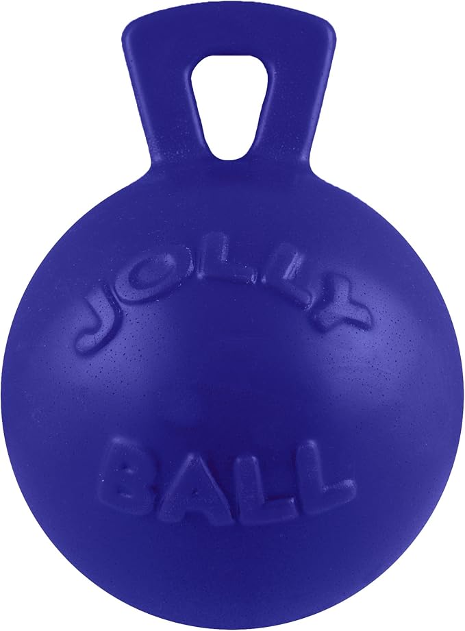 Jolly Pets Tug-n-Toss Heavy Duty Dog Toy Ball with Handle, 4.5 Inches/Small, Blue (445 BL)