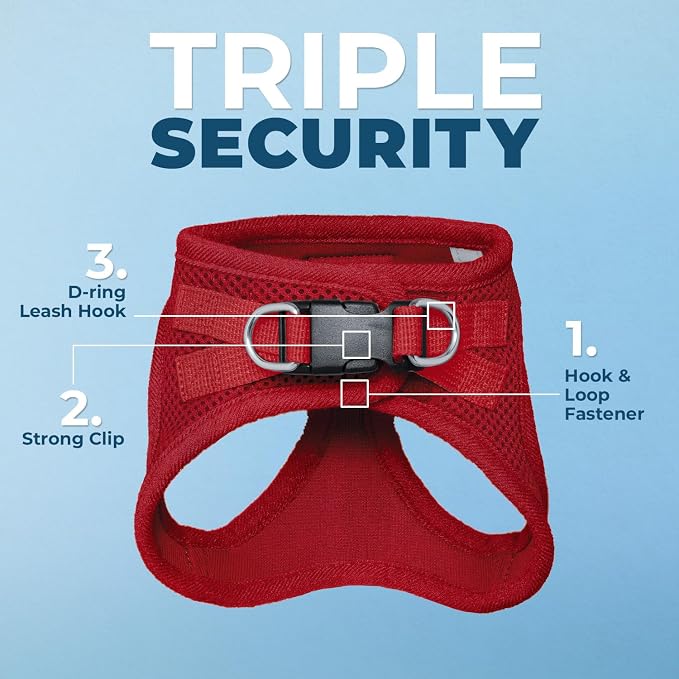 Voyager Step-in Pet Harness - All Weather Mesh, Adjustable Step in Harness for Cats and Dogs by Best Pet Supplies - 307S Red, XXXS
