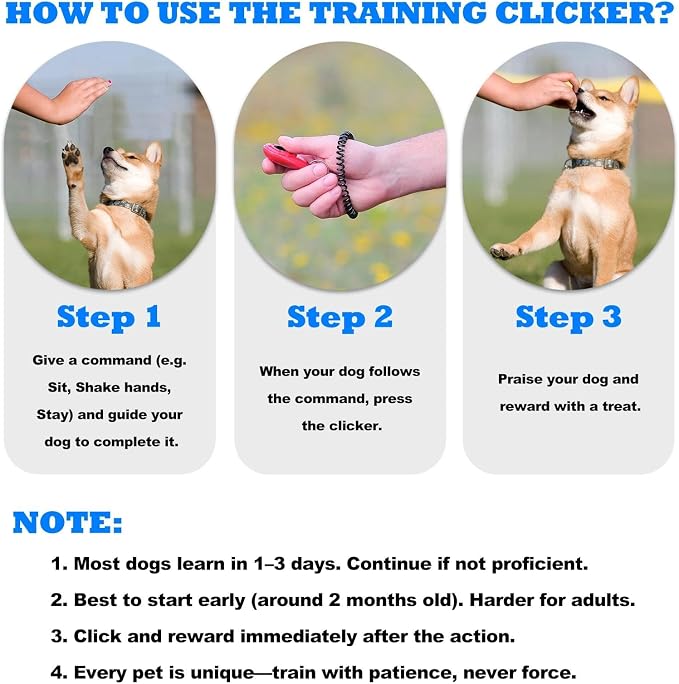 ABSONE Dog Clicker with Wrist Strap, 2 Pack, Black & Green
