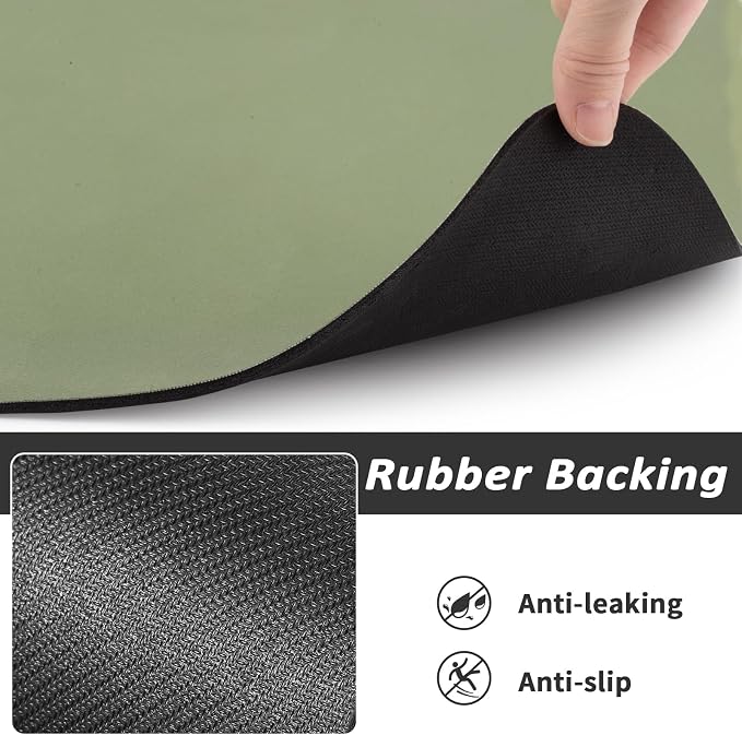HotLive Dog Food Mat - Absorbent Cat Mat for Food and Water, No Stains Pet Feeding Bowl Mat, Easy to Clean Pet Placemats, Quick Dry Dog Water Dispenser Mat for Messy Drinkers | Paw Green 18"x34"