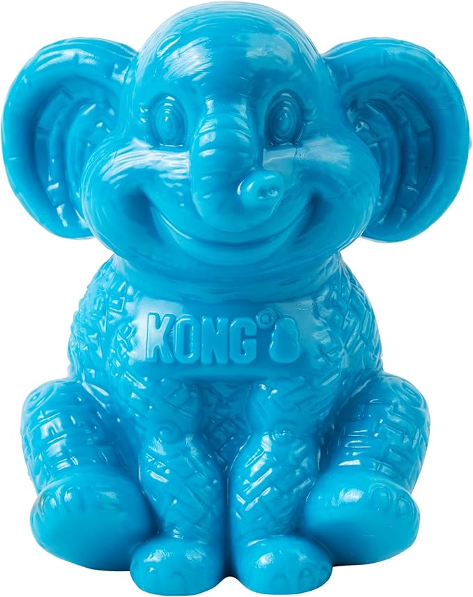KONG Rewards Zoolooz Treat Dispenser Toy – Interactive Enrichment Puzzle for Dogs – Dispenses Treats & Kibble – Use Ziggies – Assorted Animals (Blue Elephant)