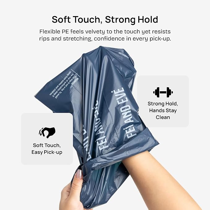 Fei & Eve Poop Bag Dispenser - Compact & Lightweight | Fits all Leashes | White, With 1 Roll Poop Bag