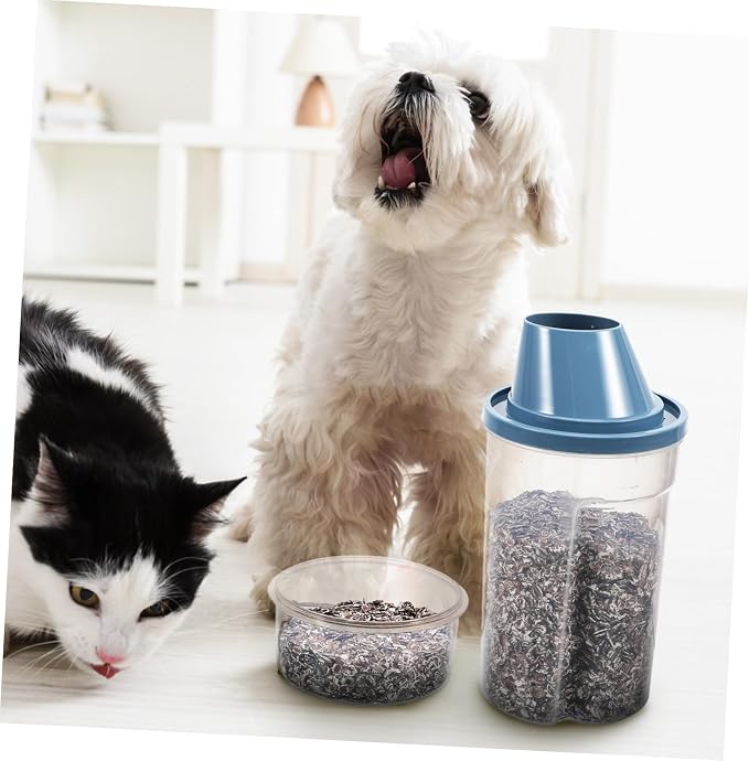 DECHOUS 2-Pack Airtight PET Food Storage Containers Vacuum-Sealed Food Buckets for Dog and Cat Supplies 1000ml Dry Bins Sealing Lids