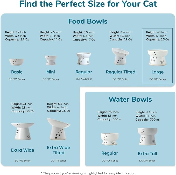 Necoichi Raised Cat Food Bowl – Ceramic Elevated Cat Bowl for Whisker & Neck Fatigue, Dishwasher Microwave Safe – Non-Slip & Anti Vomiting Ergonomic Design (Sakura Floral, Large, 2-Cup Capacity)