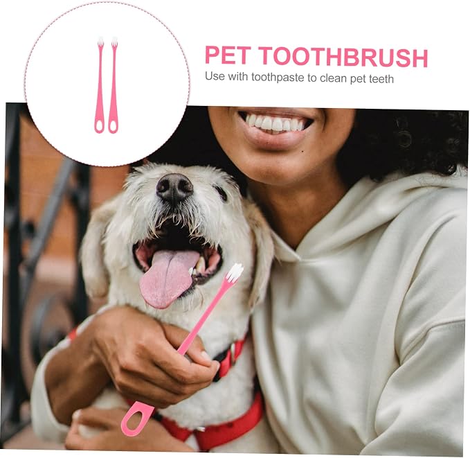 LIOOBO 2Pcs Portable Pet Toothbrush Soft Bristle Cat Dog Tooth Cleaners for Oral Care Comfortable Design for Pets Durable and Multi Functional