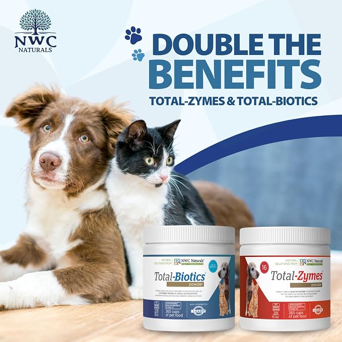 NWC Naturals Pet Probiotic and Digestive Enzyme Powder Twin Pack, 2 Jar Set