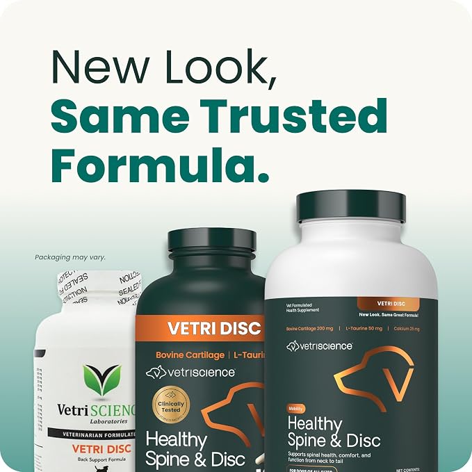 VetriScience Healthy Spine & Disc Easy-Open Capsules, Back and Spinal Support Chondroitin and Taurine Supplement for Dogs, Perfect for Dachshunds, Corgis, Frenchies, Basset Hounds & More, 180 Count