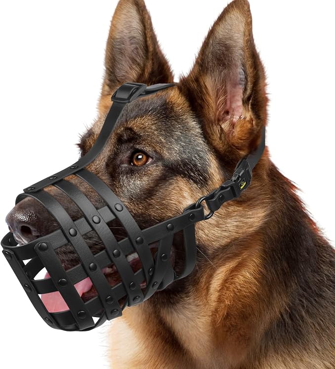 Humane Basket Dog Muzzle for Medium Large Dogs Anti Biting Eating | Soft Basket Style, Allow Pull Panting & Drinking, Training Walks Grooming Vet Visits Use, Fits German Shepherd Labrador | M