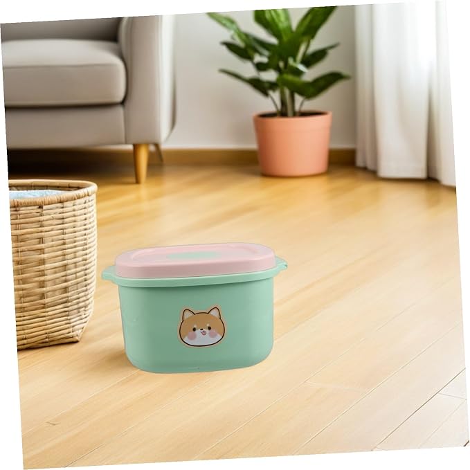 COLLBATH Pet Food Storage Barrel with Airtight Vacuum Seal Lid Plastic Container for Cat, Light Green