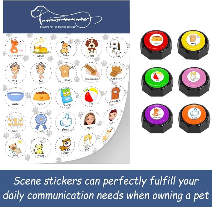 Pet Training Button Stickers, 25 Actions, Colorful