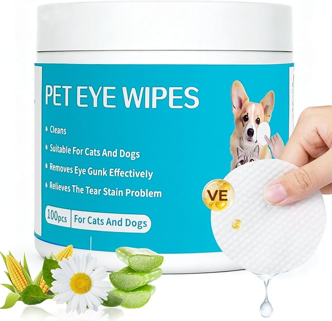Gentle Pet Eye Wipes, Hypoallergenic Tear Stain Remover, 100 Count Unscented