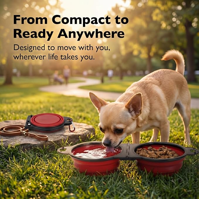 Bee Neat Adjustable Pet Bowl, Red