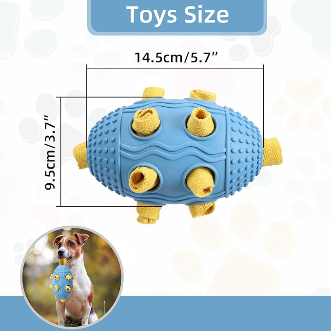 Interactive Dog Toy, Food Dispensing Puzzle Toy for Boredom Relief (Blue) | Designed with a Textured Rubber Surface and Multiple Openings for Treats or Kibble, Training Activities and Chew