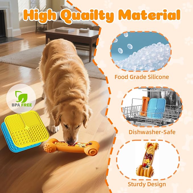 Dog Enrichment Toys 6 Pack - Dog Toys to Keep Them Busy, Lick Mat, Ball & Bowl with Peanut Butter,Frozen Treat Puzzle Dispenser for Anxiety Relief, Reduce Boredom, Perfect for Bathing Grooming