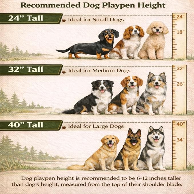 Indoor Dog Playpen - 24 inch, 12 Panels for Small and Puppy Size Dogs - Play Pen w/Extra Wide Gate - Heavy Duty Metal Portable Pet Fence with Grey Anti-Rust Coating