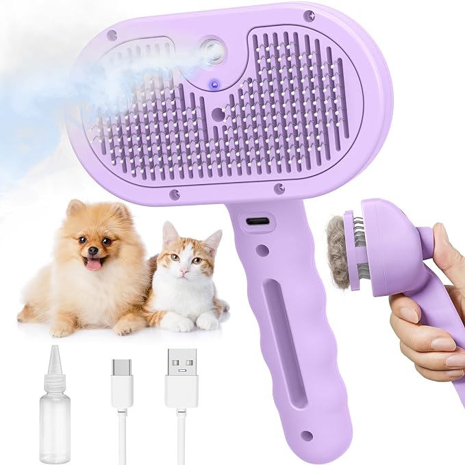 Cat Brush Dog Brush for Shedding, Purple