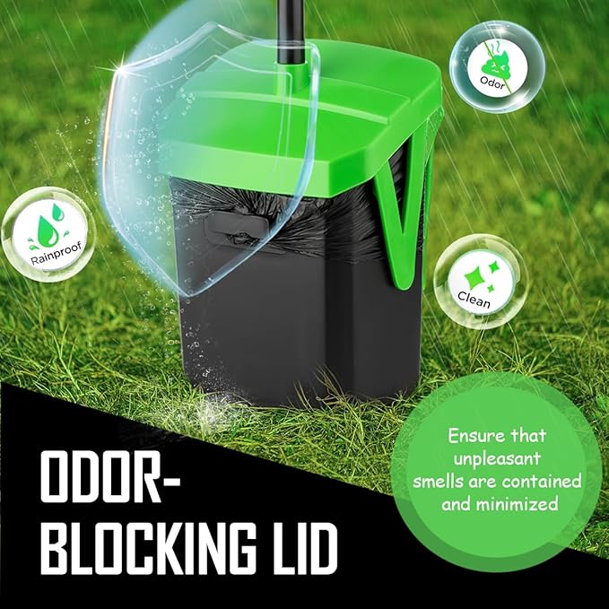 FUSBUNTY Pooper Scooper Swivel Bin & Rake with 100 Waste Bags, Dog Pooper Scooper with Bag Attachment for Large Medium Small Dogs, Poop Scooper with Lid for Lawn Yard Dog Kennel