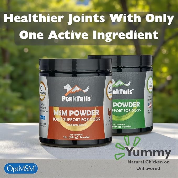 KALA HEALTH PeakTails Chicken Flavor MSM Powder for Dogs, US-Sourced, 1 lb