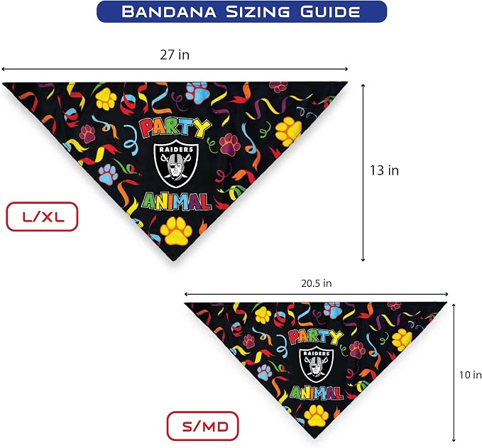 NFL LAS Vegas Raiders Dog Birthday Party Set 9pcs with 1 Football Bandana Small/Medium, 1 Banner, 1 Birthday Cake Toy & 6 B-Day Balloons, Dog Birthday Set, Costume, Fun Doggie Pawty Accesories