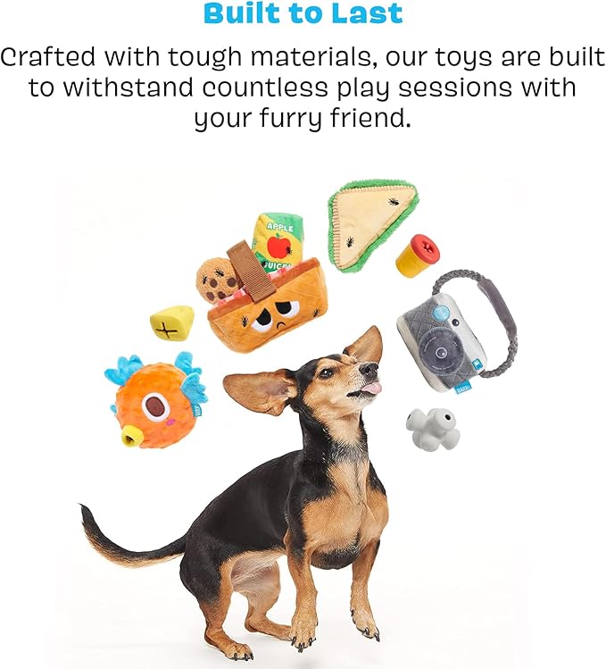 BarkBox Way Rad Rollerblade Dog Toy - for Extra Small to Small Dogs | Plush Rollerblade with Squeaky Tennis Balls, 2 Squeakers & Fluffy Filling