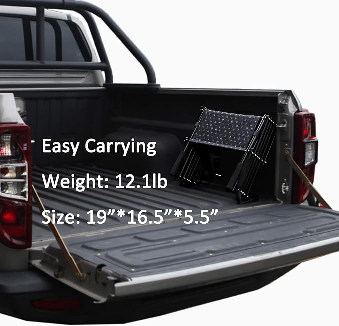 Upgraded Dog Stairs, Metal Frame Foldable Large Dog Step, Lightweight Portable Pet Ladder Ramp for Cars, SUVs and High Bed, 5 Steps